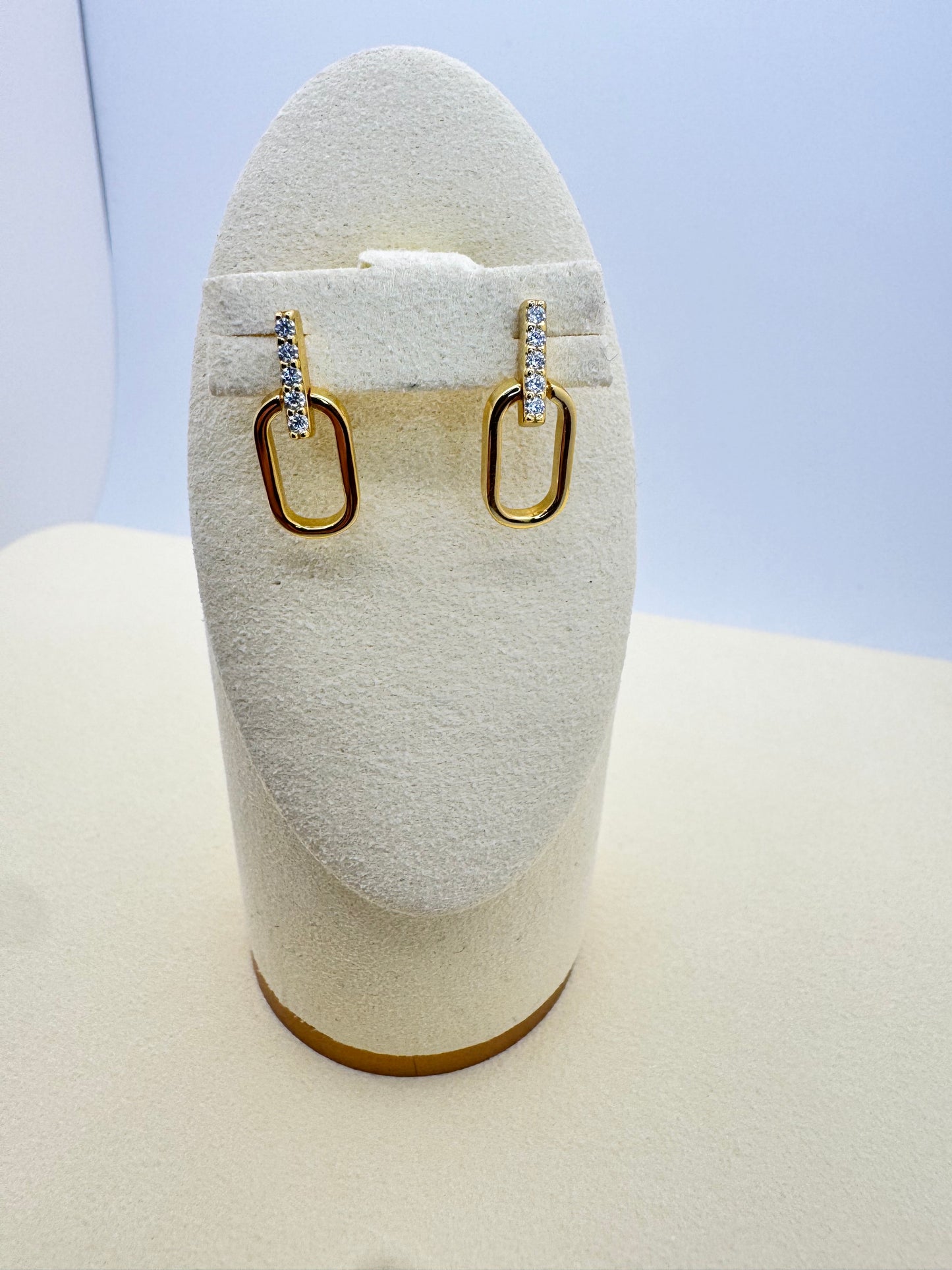 Gold Link Drop Earrings with CZ – Minimal Elegant Style