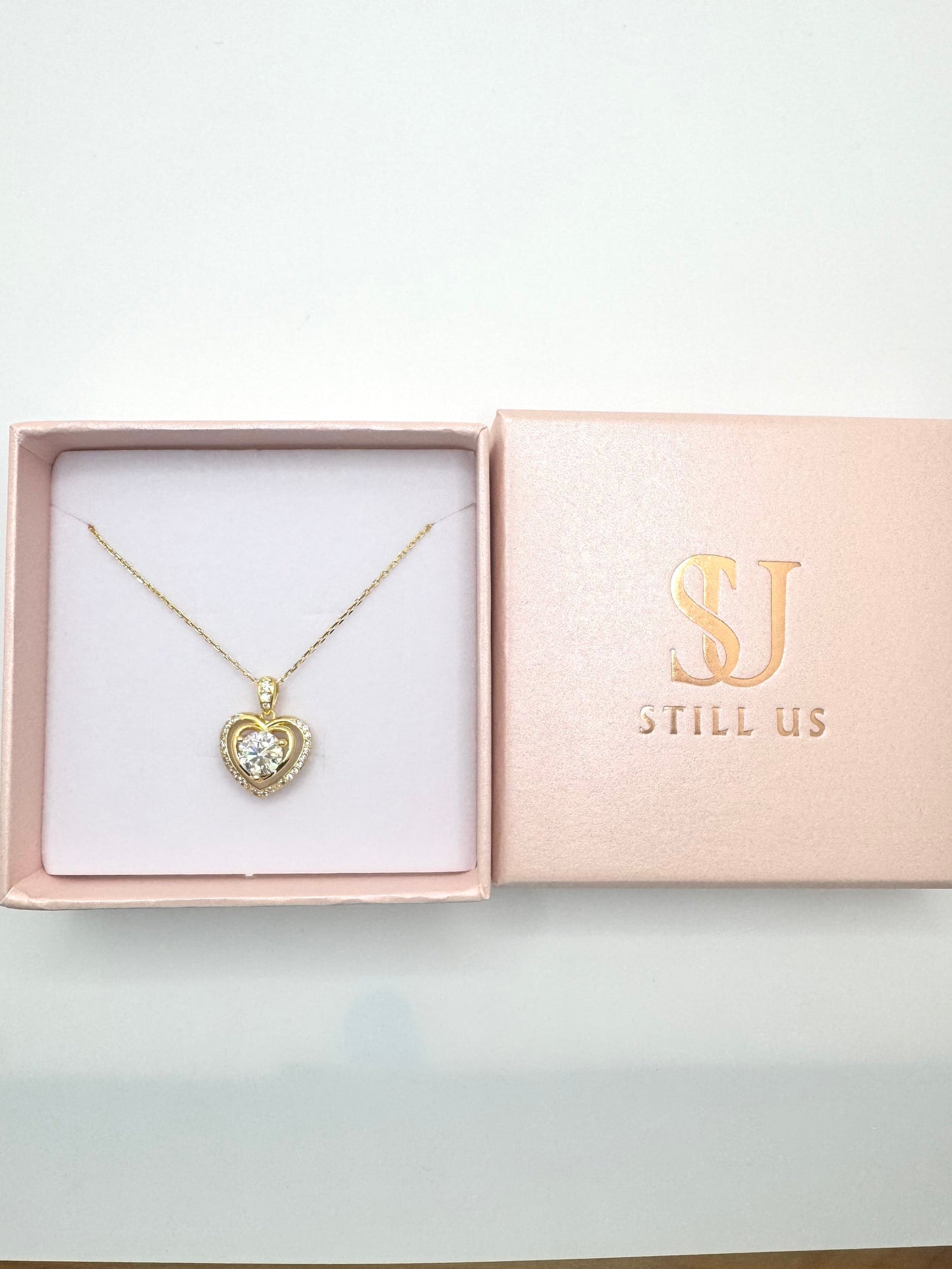 Luxury Double Heart Moissanite Pendant Necklace in S925 Sterling Silver