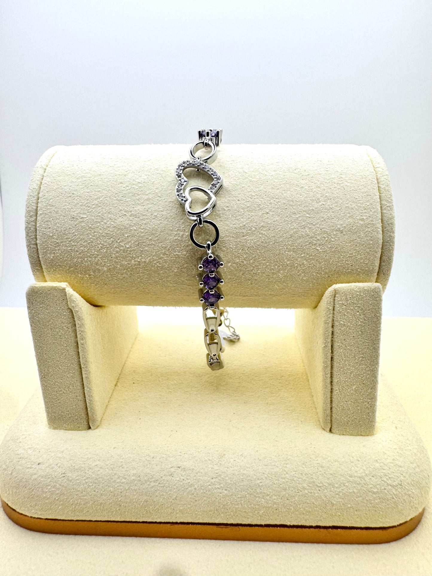Matching Mom & Daughter Interlocking Heart Bracelet | Silver Plated with CZ