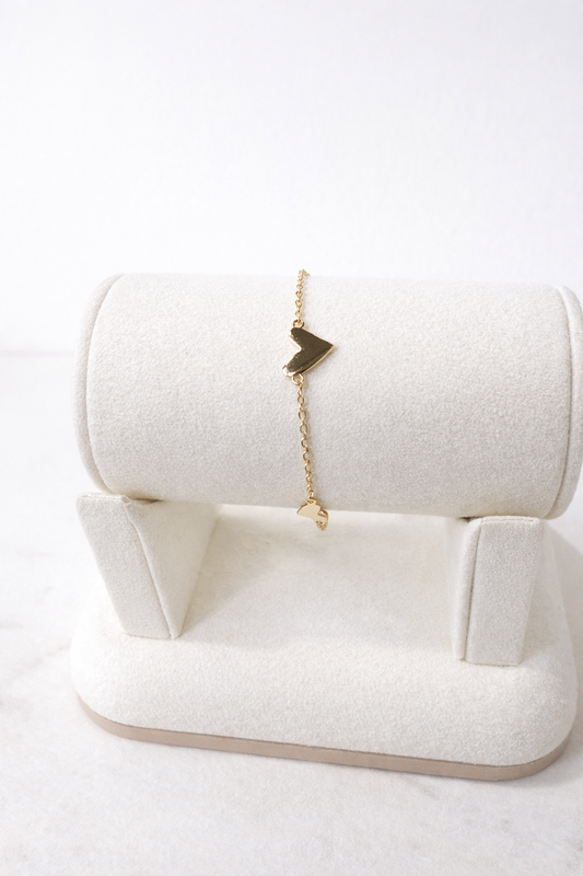 Dainty Heart Charm Bracelet Gold Plated S925 Sterling Silver