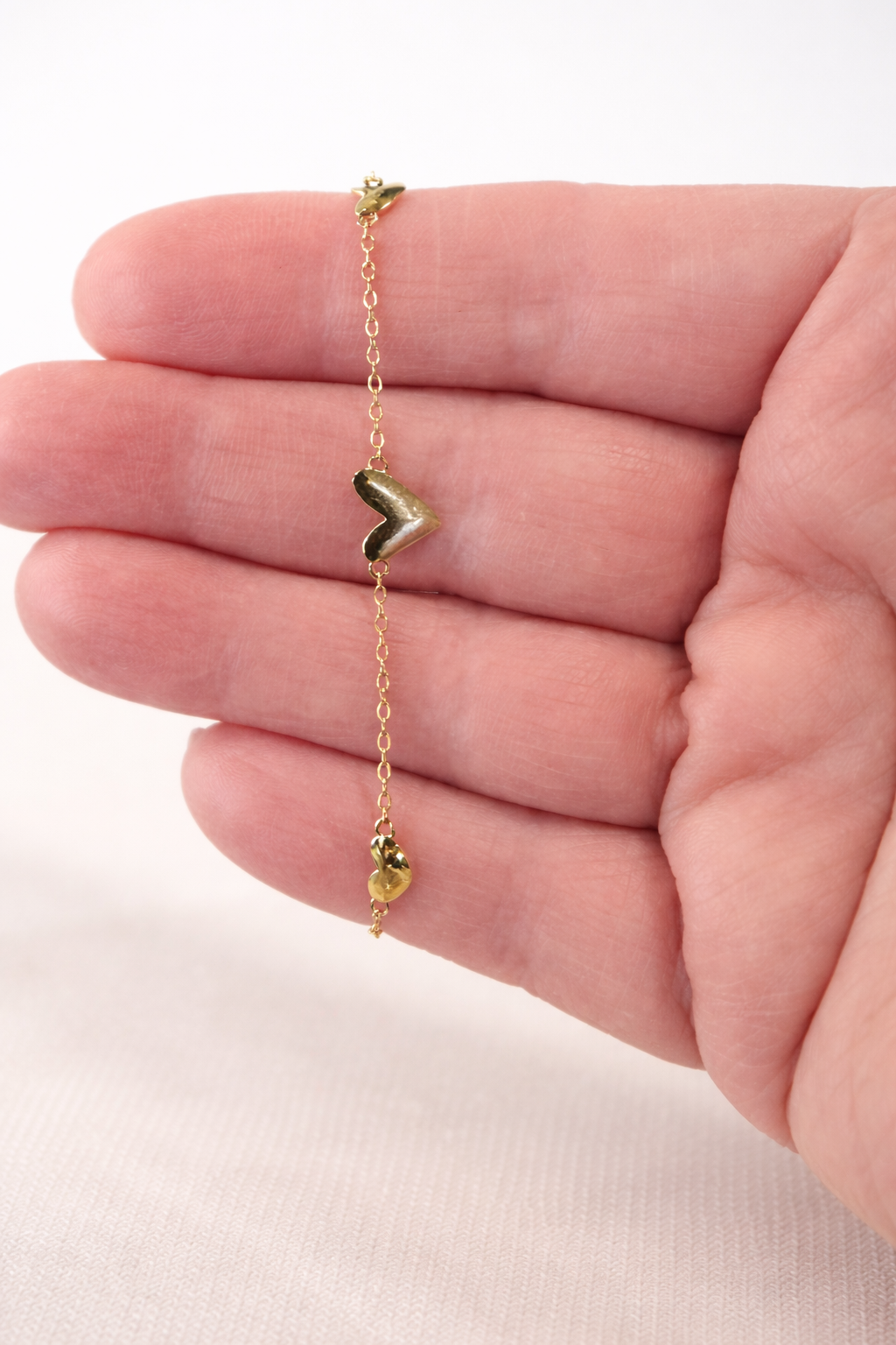 Dainty Heart Charm Bracelet Gold Plated S925 Sterling Silver