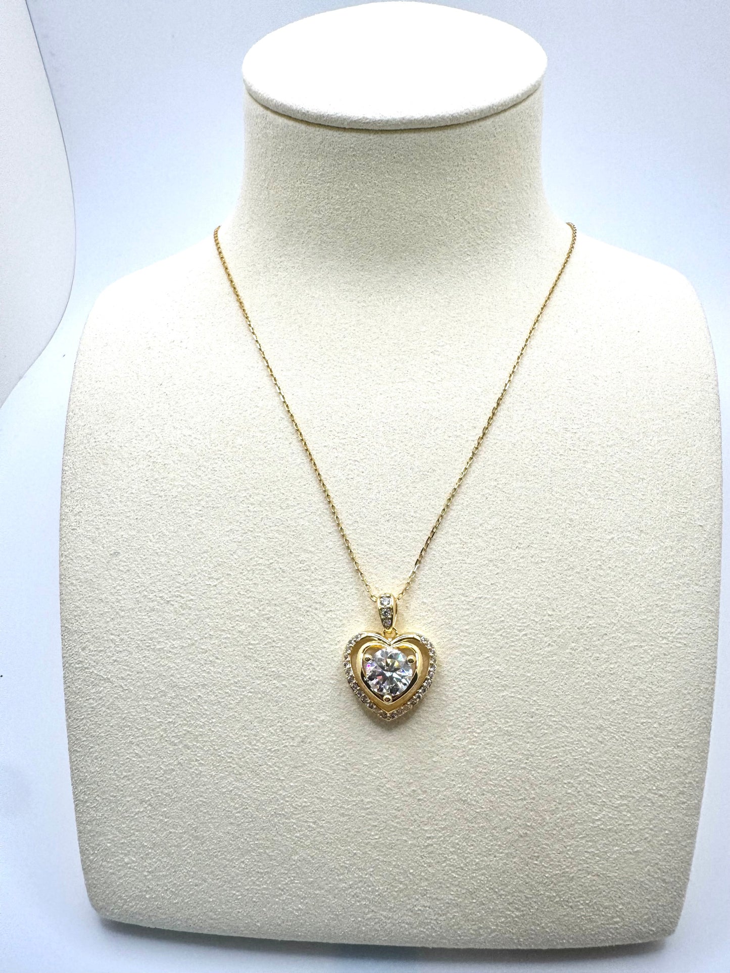 Luxury Double Heart Moissanite Pendant Necklace in S925 Sterling Silver