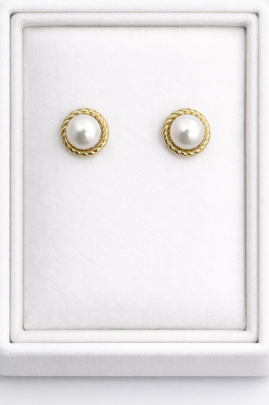 Small Classic Freshwater Pearl Rope Stud Earrings – S925 Sterling Silver (Gold or Silver Finish)