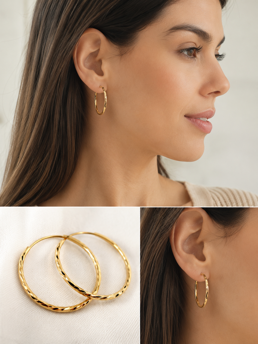 Trendy Gold Plated Hoop Earrings