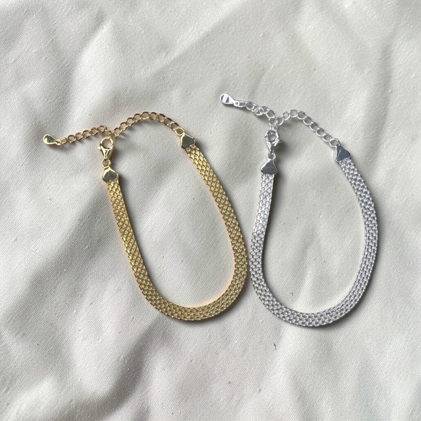 Wide Braided Luxe Bracelet – S925 Sterling Silver (Gold & Silver)