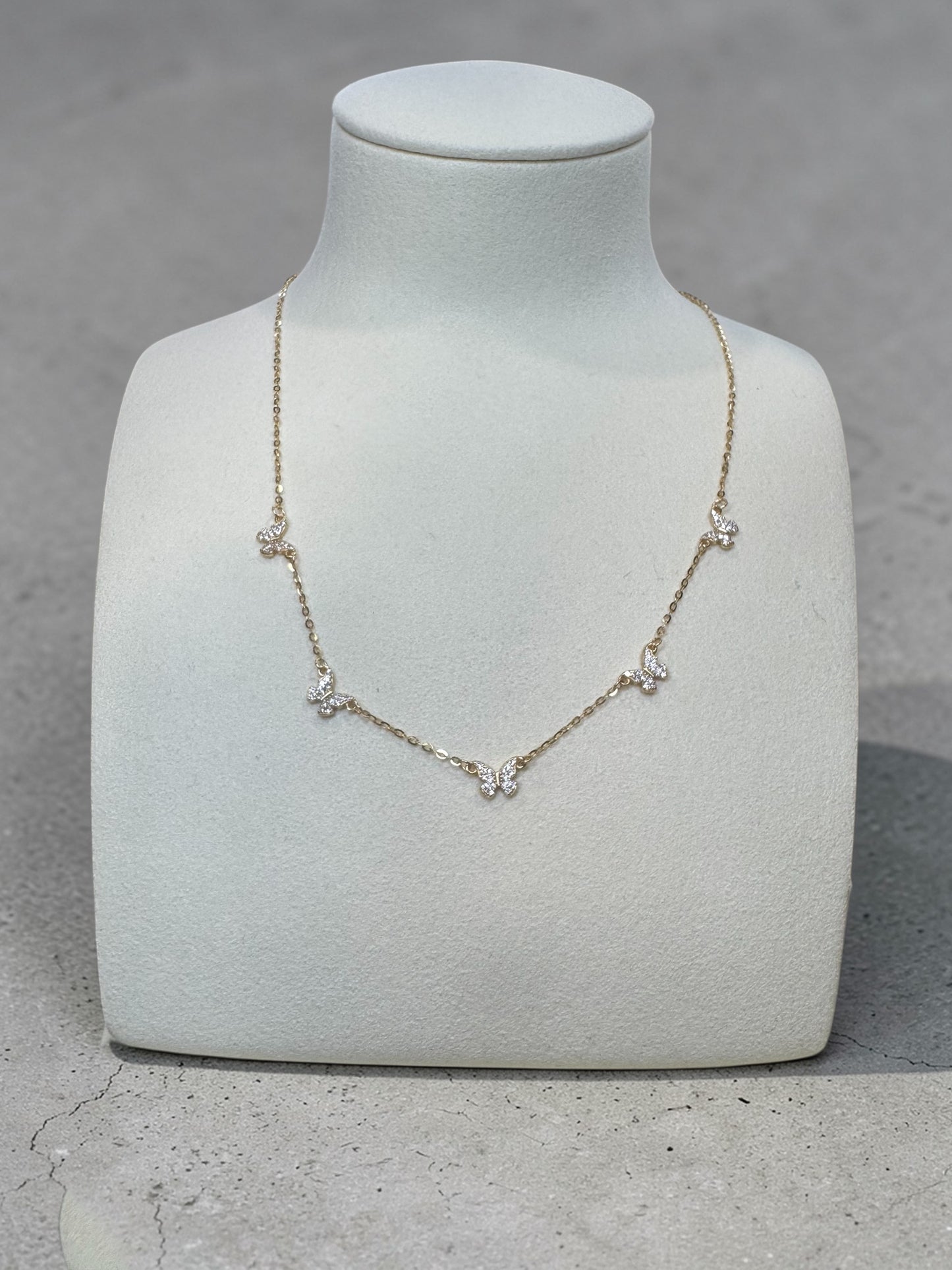 Butterfly Charm Necklace 14K Gold Plated S925 Sterling Silver