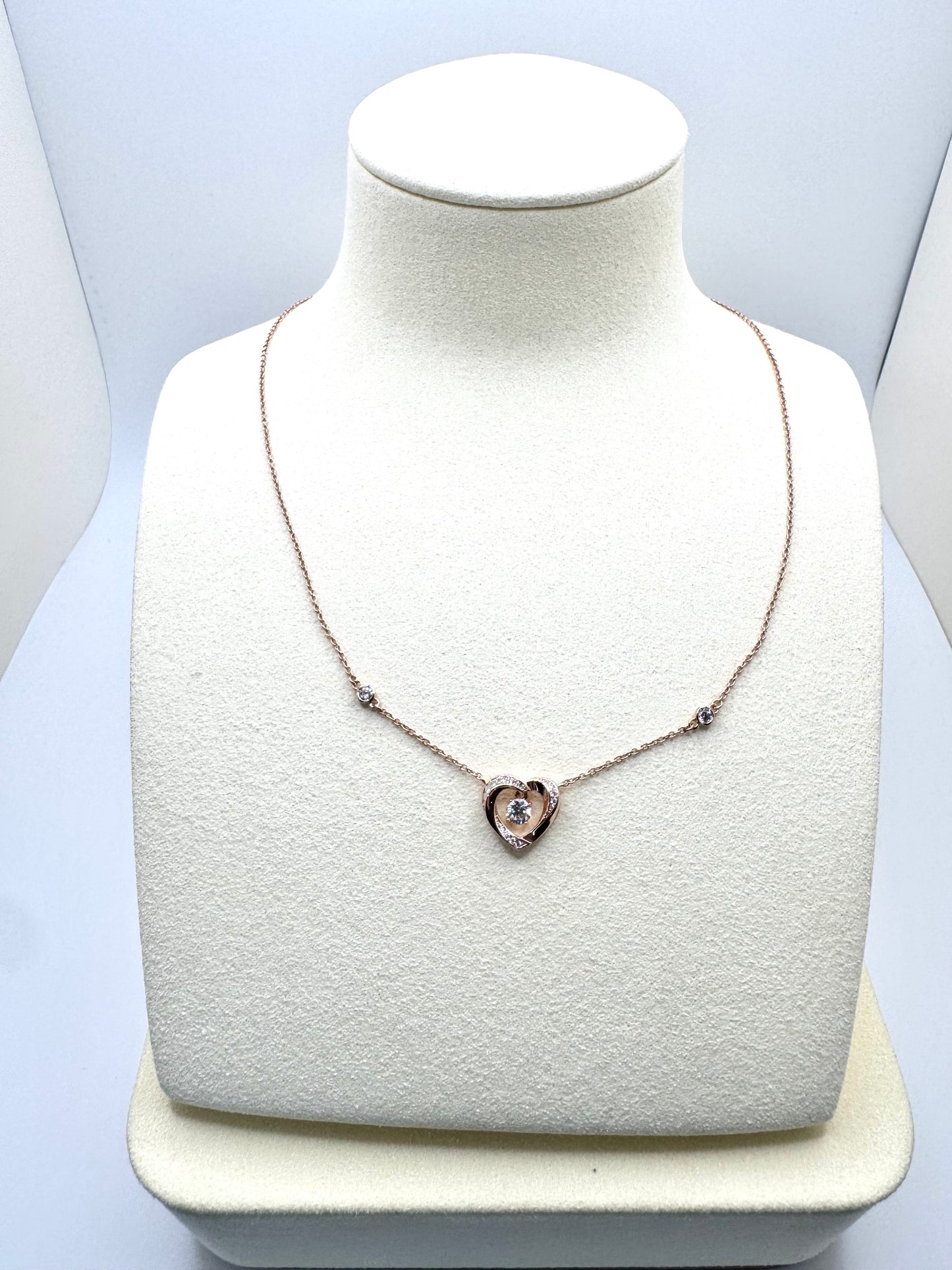 Interlocking Heart Necklace with CZ | S925 Sterling Silver Rose Gold | Elegant Jewelry Gift for Her