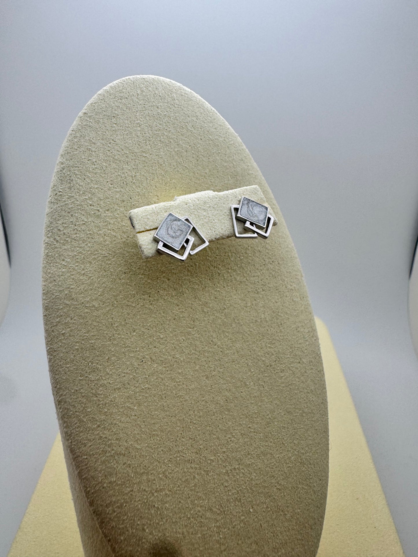 Geometric Square Stud Earrings  S925 Sterling Silver (Gold & Silver)