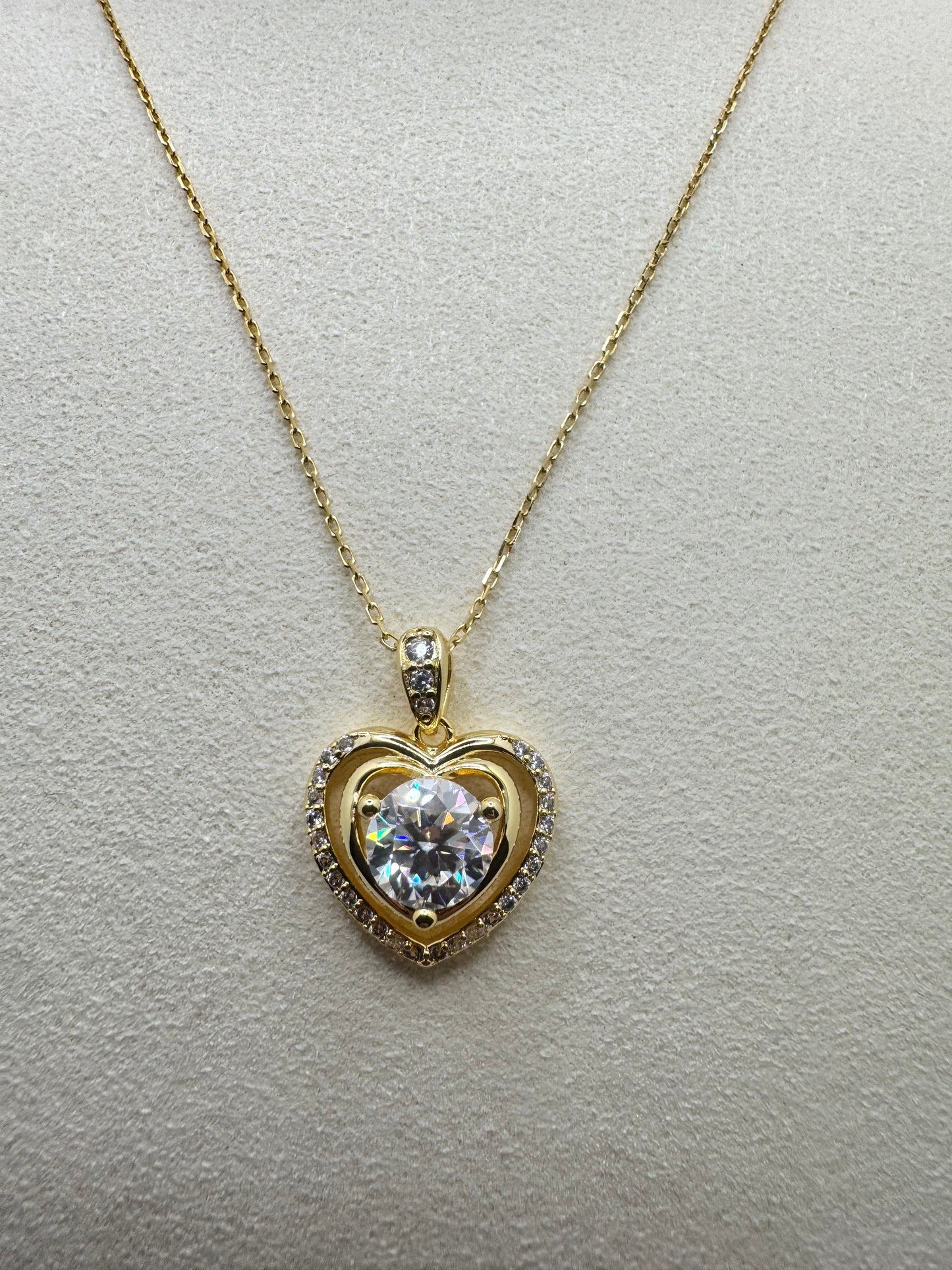Luxury Double Heart Moissanite Pendant Necklace in S925 Sterling Silver