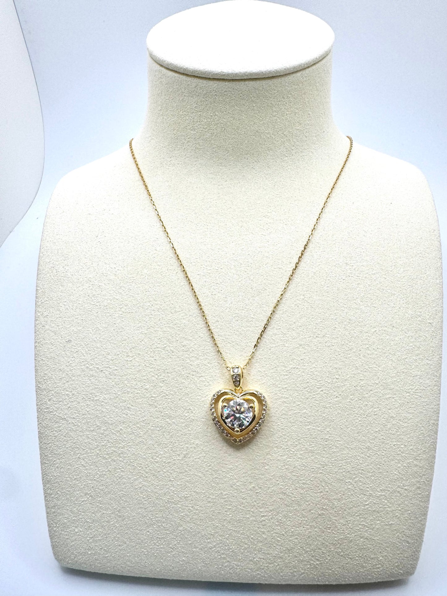 Luxury Double Heart Moissanite Pendant Necklace in S925 Sterling Silver