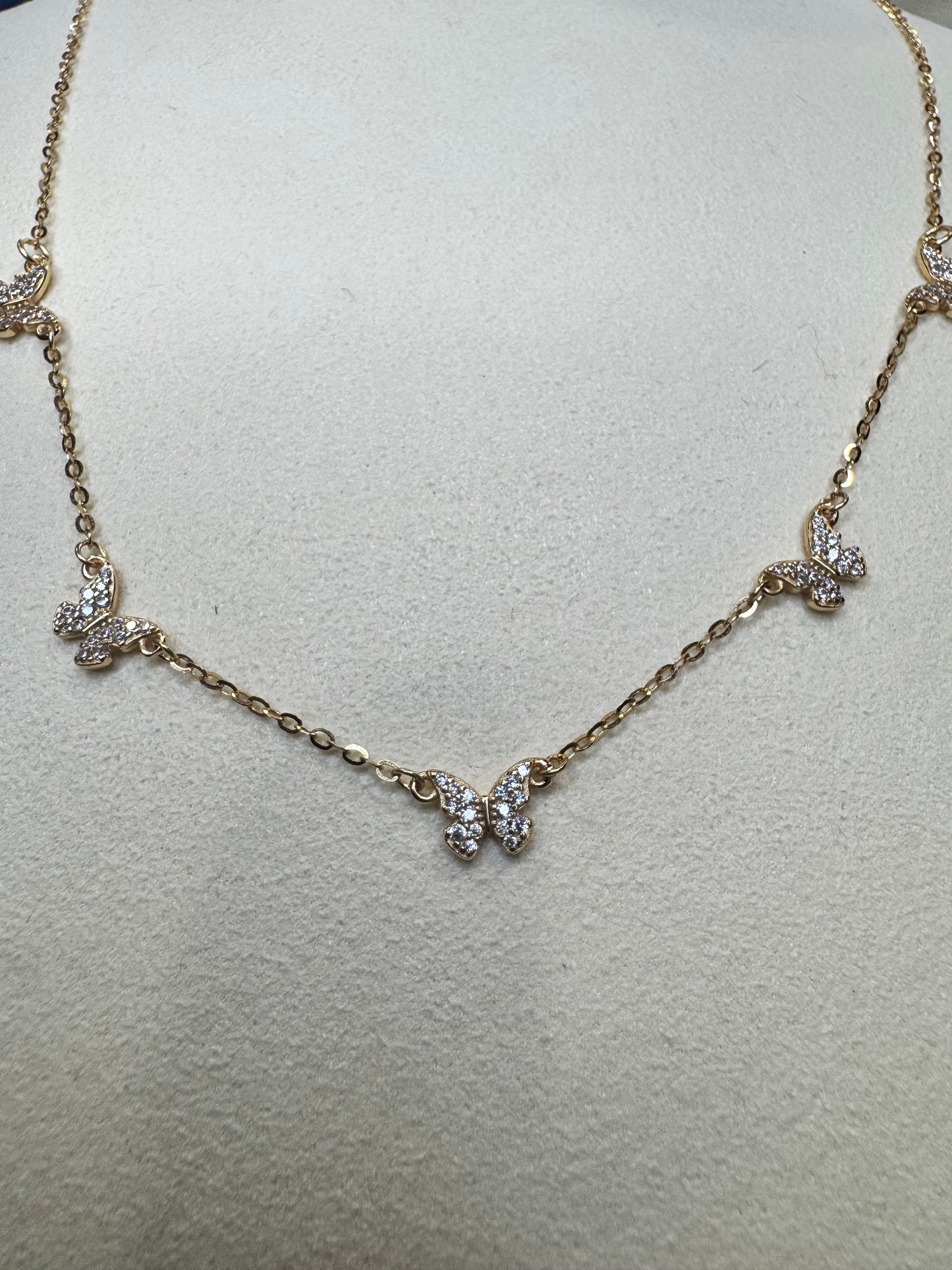Butterfly Charm Necklace 14K Gold Plated S925 Sterling Silver