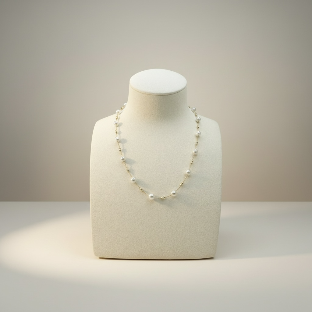 Freshwater Pearl Chain Bracelet & Necklace (Double Bead) Set – Gold Plated S925 Sterling Silver