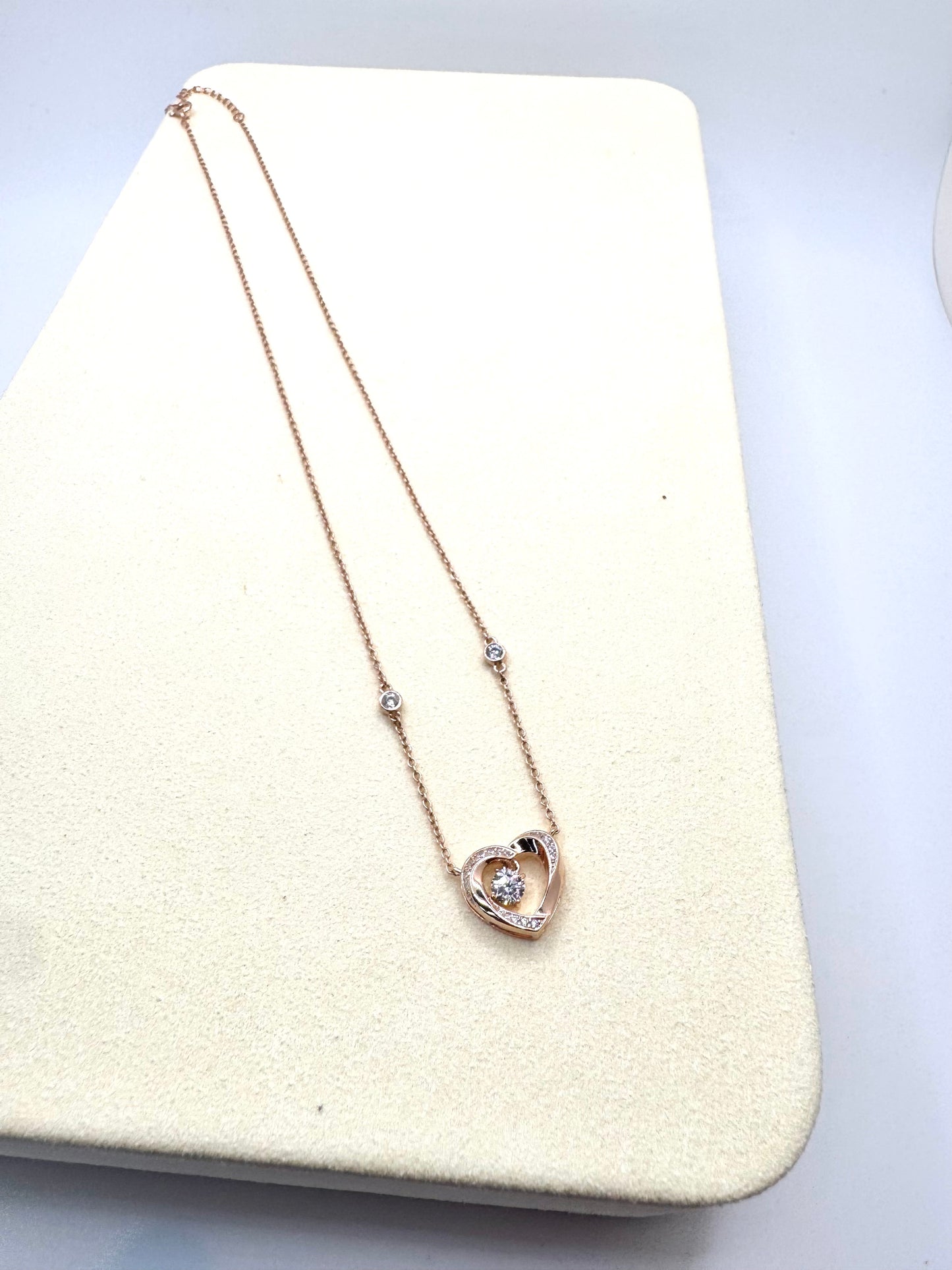 Interlocking Heart Necklace with CZ | S925 Sterling Silver Rose Gold | Elegant Jewelry Gift for Her