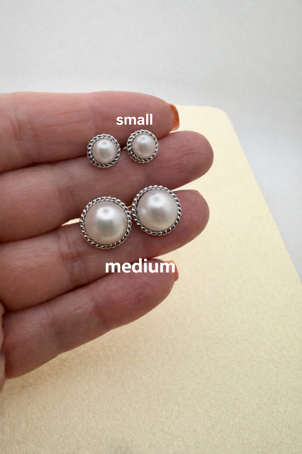 Medium Classic Freshwater Pearl Rope Stud Earrings – S925 Sterling Silver