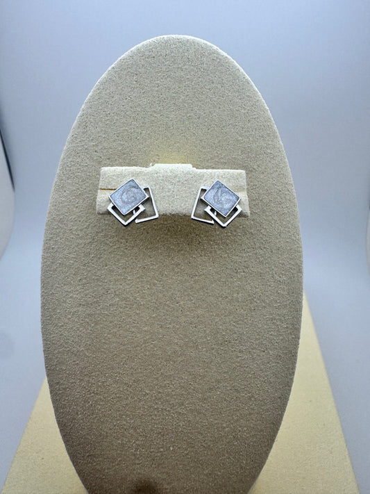 Geometric Square Stud Earrings  S925 Sterling Silver (Gold & Silver)