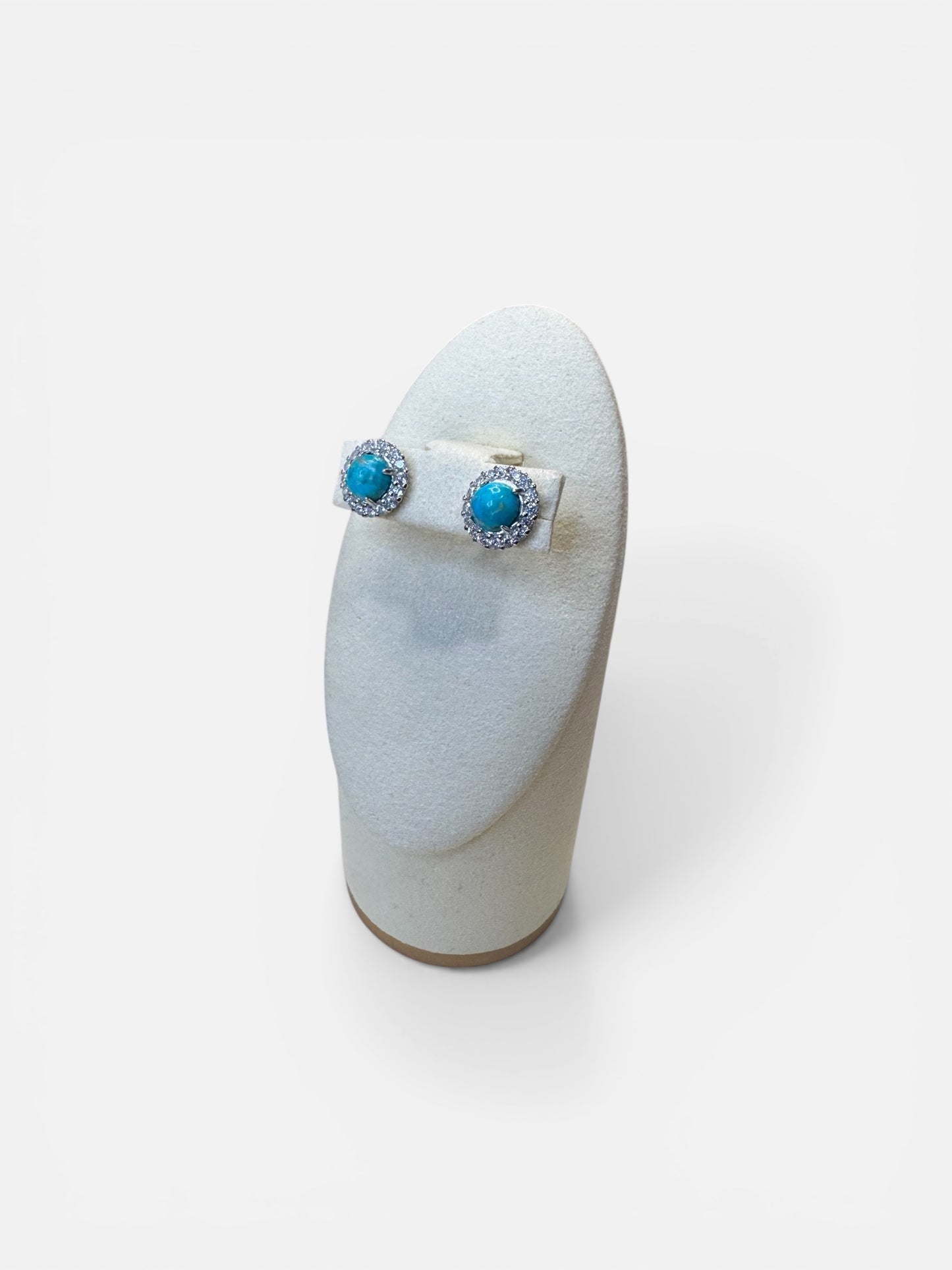 Turquoise Halo Stud Earrings in S925 Sterling Silver