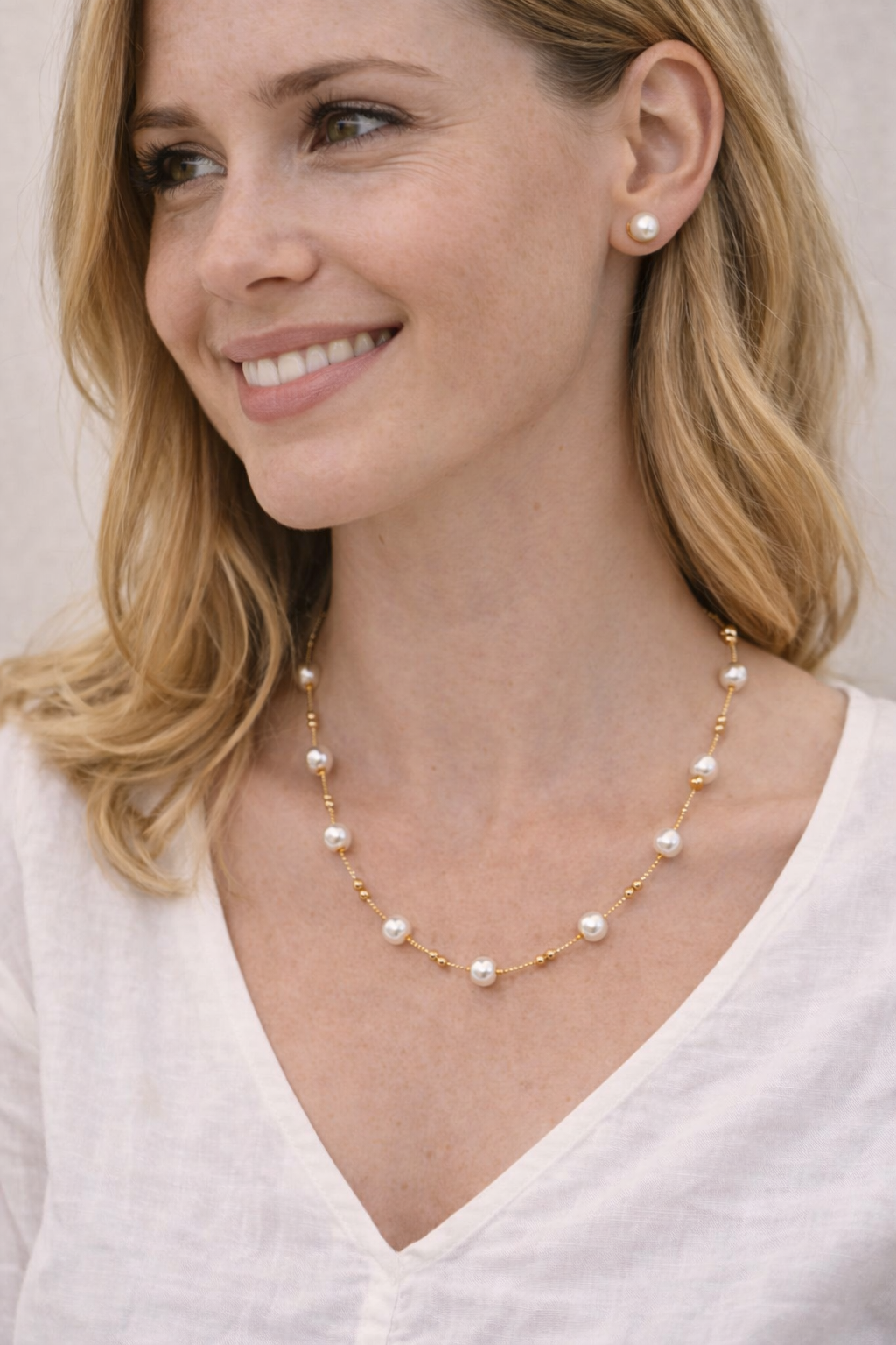 Freshwater Pearl Chain Necklace Gold-Plated S925 Sterling Silve
