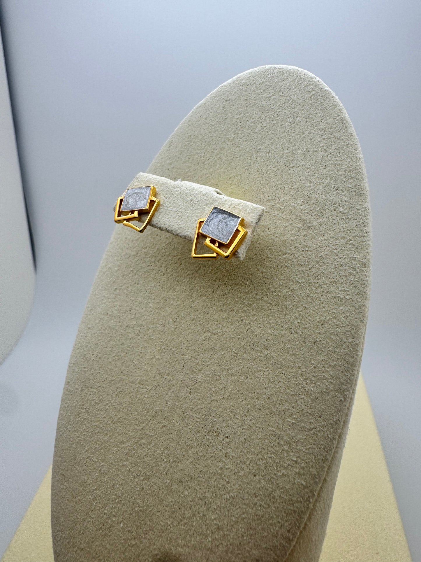 Geometric Square Stud Earrings  S925 Sterling Silver (Gold & Silver)