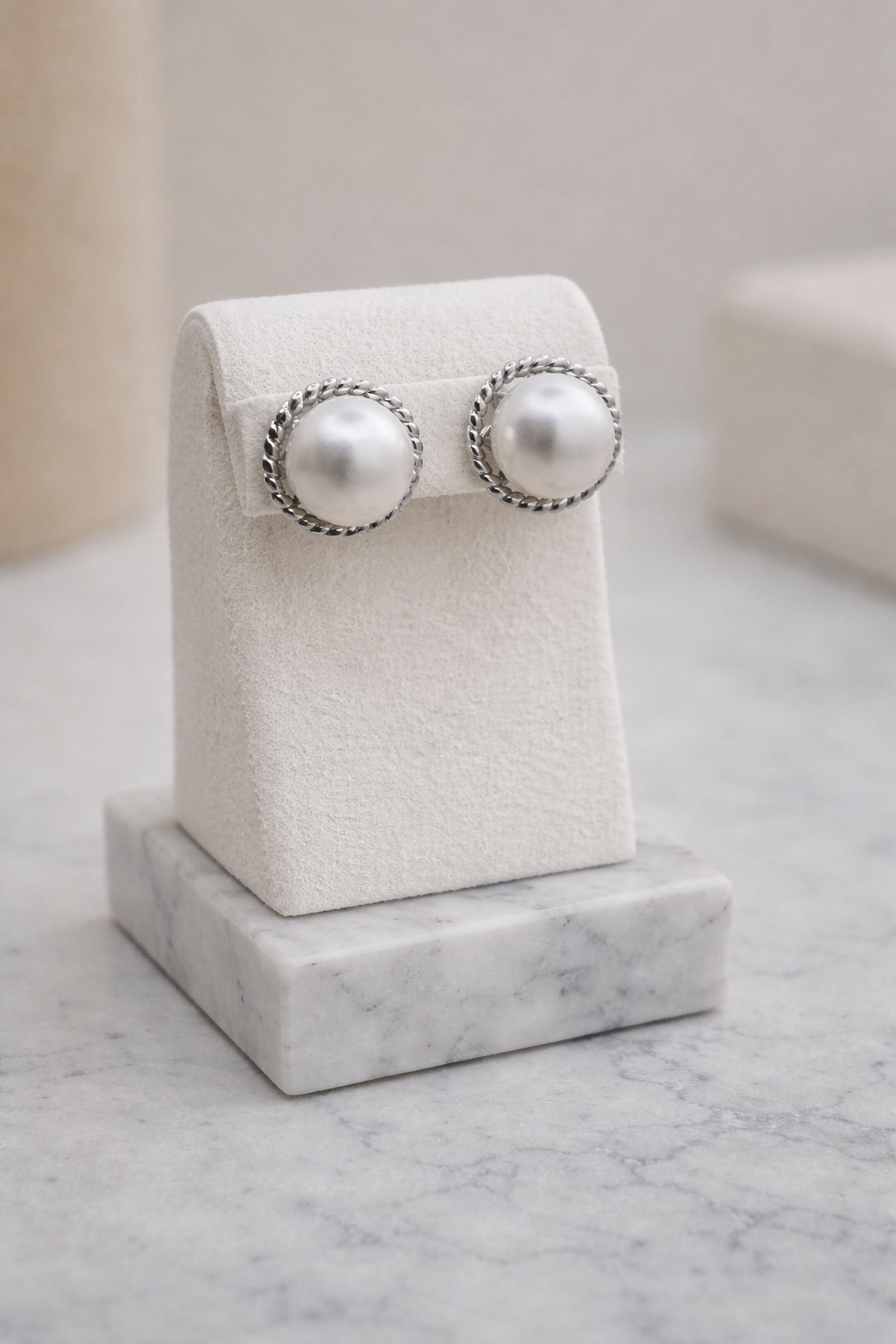 Medium Classic Freshwater Pearl Rope Stud Earrings – S925 Sterling Silver