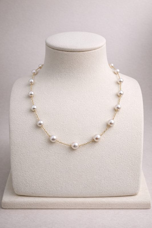 Freshwater Pearl Chain Necklace Gold-Plated S925 Sterling Silve