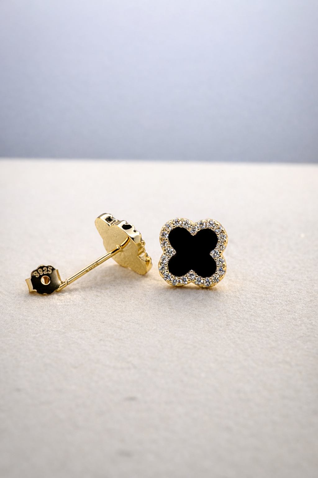Four-Leaf Clover Charm Earrings – Gold Plated S925 Sterling Silver