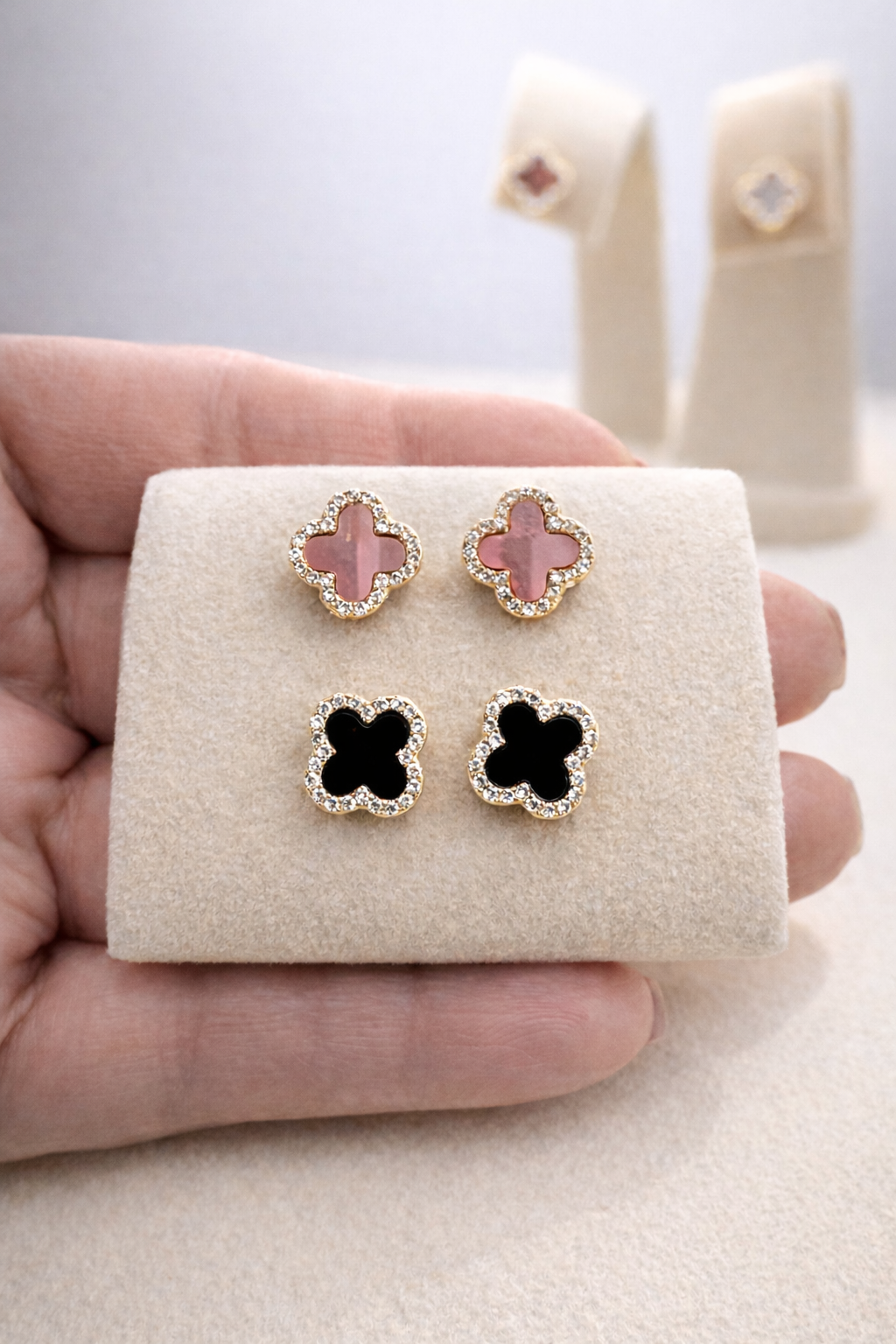 Four-Leaf Clover Charm Earrings – Gold Plated S925 Sterling Silver
