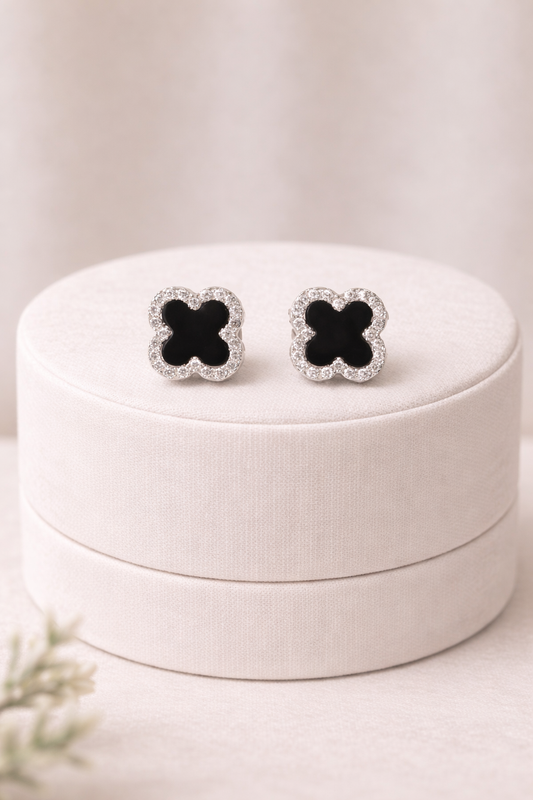 Four-Leaf Clover Charm Earrings – S925 Sterling Silver
