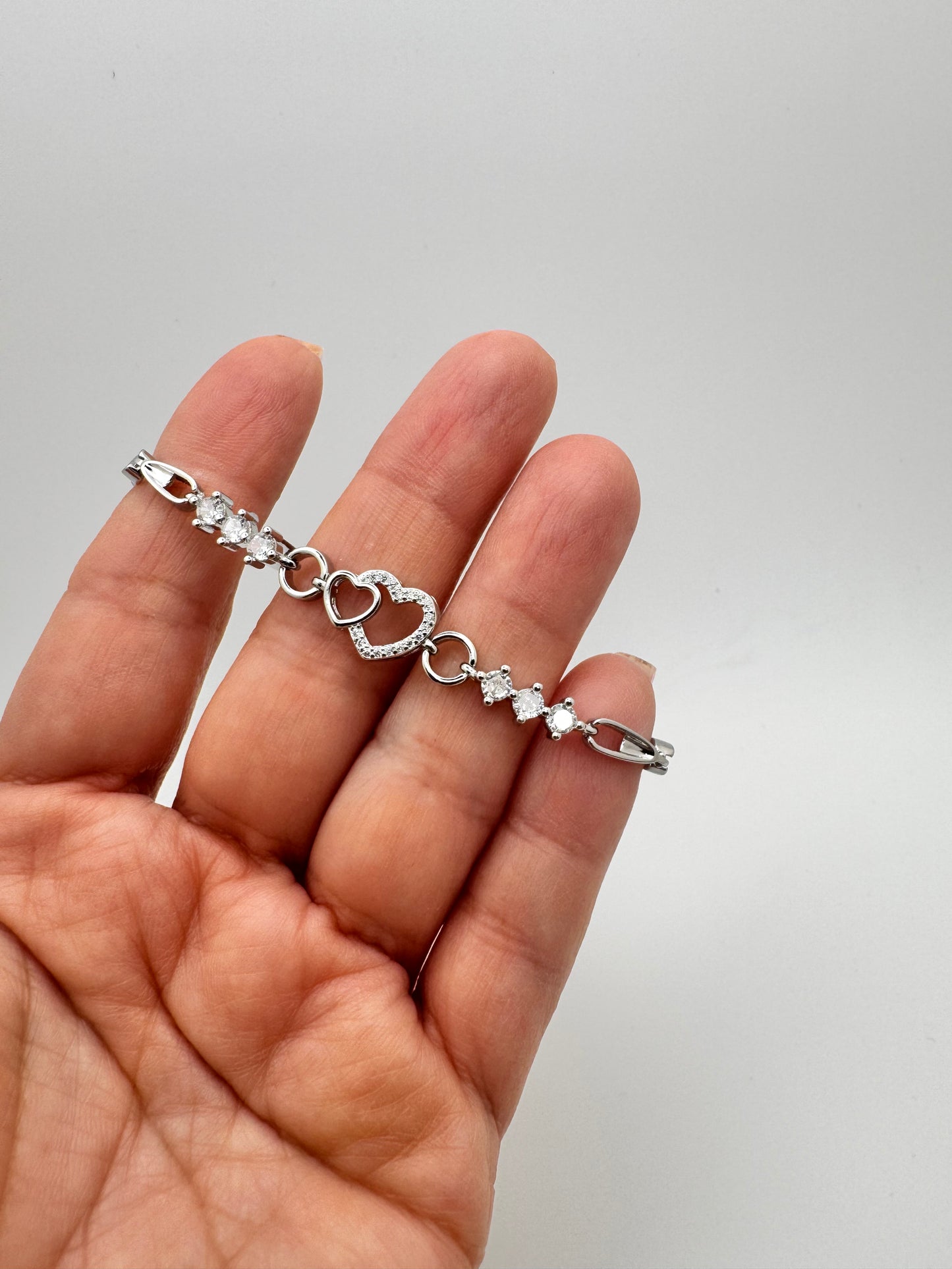 Matching Mom & Daughter Interlocking Heart Bracelet | Silver Plated with CZ
