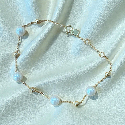 Freshwater Pearl Chain Bracelet – Gold Plated S925 Sterling Silver