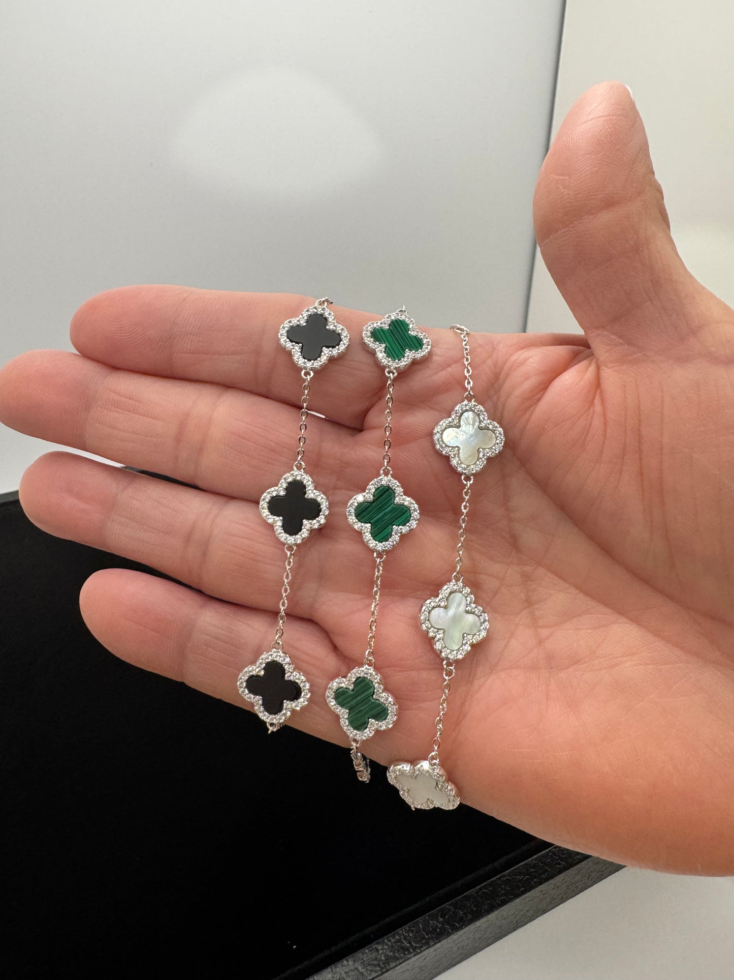 Four-Leaf Clover Charm Bracelet in S925 Sterling Silver