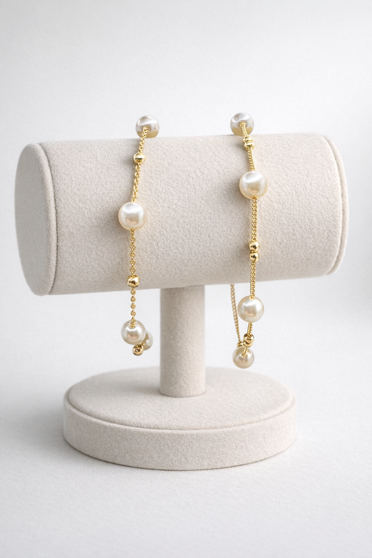Freshwater Pearl Chain Bracelet – Gold Plated S925 Sterling Silver