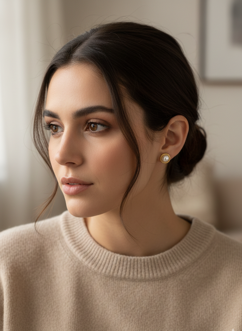 Small Classic Freshwater Pearl Rope Stud Earrings – S925 Sterling Silver (Gold or Silver Finish)