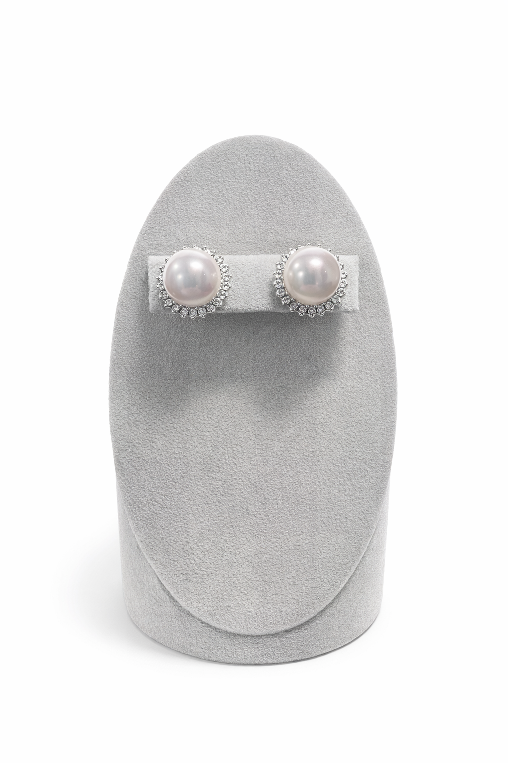 Timeless Freshwater Pearl Pavé Stud Medium Earrings – S925 Sterling Silver