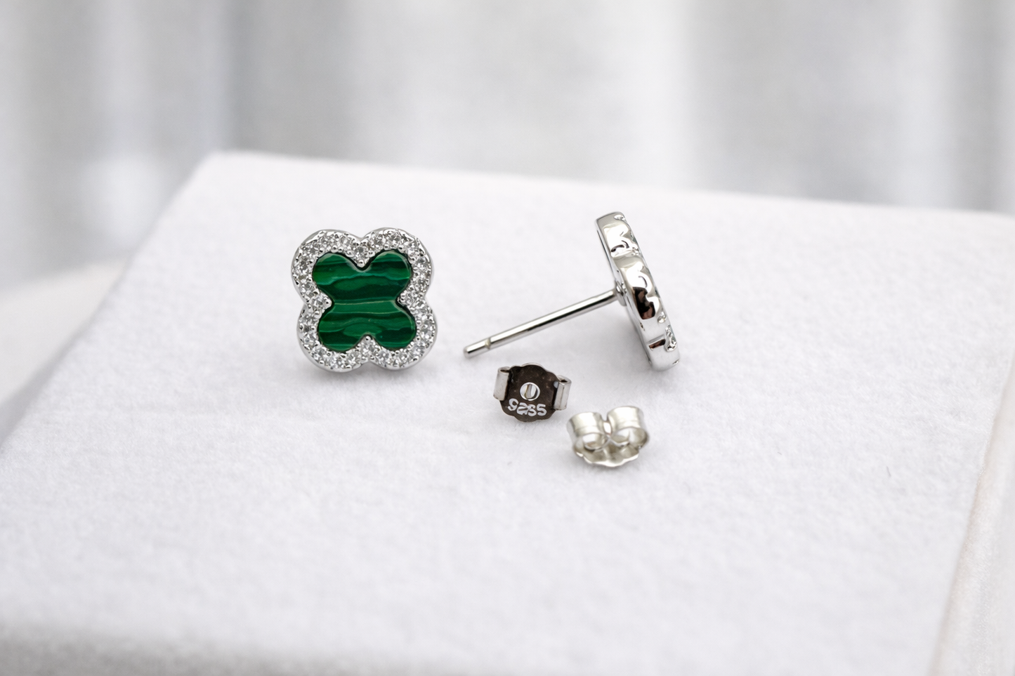 Four-Leaf Clover Charm Earrings – S925 Sterling Silver